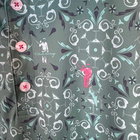 William Murray Men’s M Golf Polo Shirt Turquoise Martini Stretch Performance EUC - Picture 6 of 10